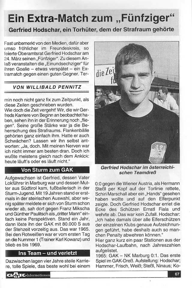 Club Steiermark R.I.P. Gerfried Hodschar Rückblick