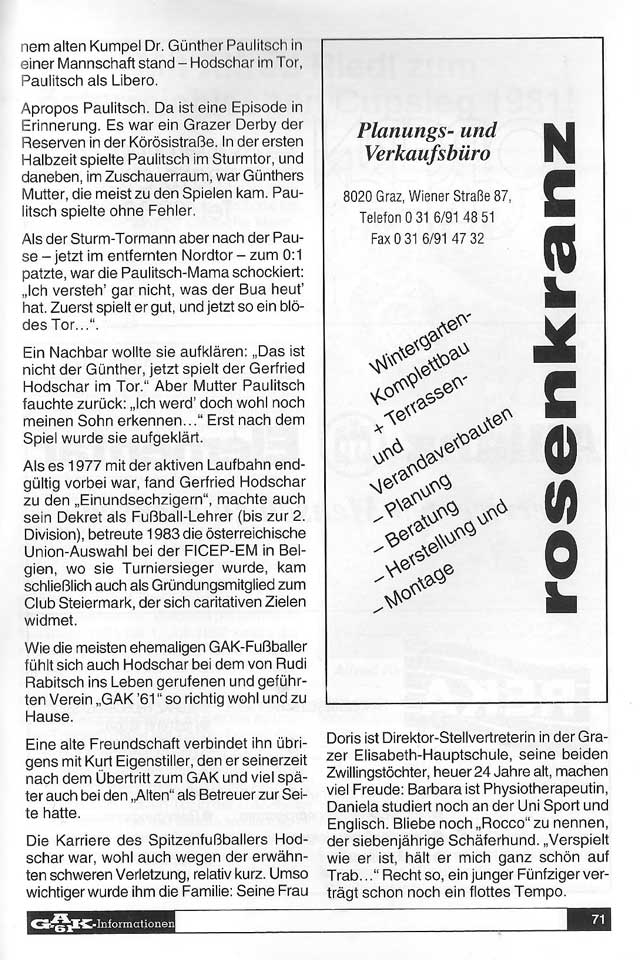 Club Steiermark R.I.P. Gerfried Hodschar Rückblick